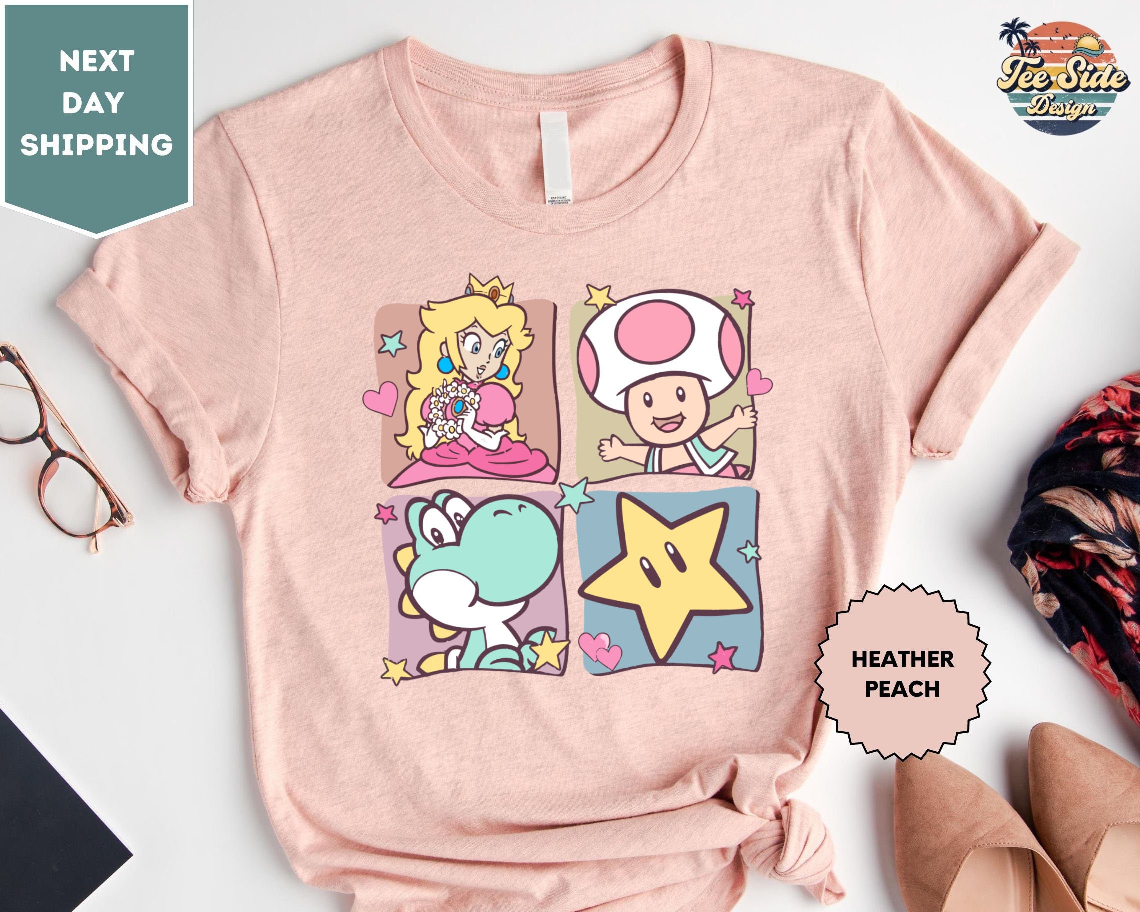 Mario Princess Girls Shirt, Princess Peach Mario Shirt, Princess Peach T-Shirt, Super Mario Shirt, Mario Group Birthday