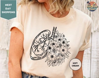 Anatomical Lung Shirt, Therapist Shirt, Floral Lungs Shirt, Respiratory Graphic Tees, Nurse Gift