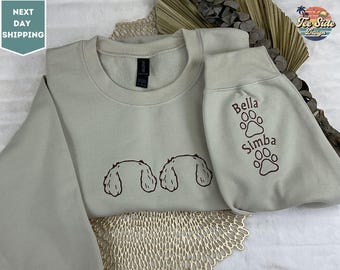 Dog Ears with Their Names, Pet Embroidery Sweatshirt, Dog Mom Gift, Personalized Dog Hoodie, Custom Gift For Pet Lover