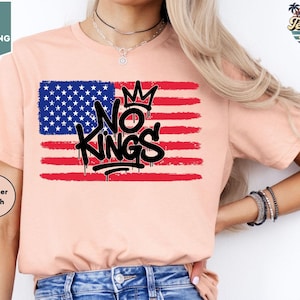No Kings Graffiti T-Shirt, Anti Monarchy Streetwear, Protest Shirt for No Kings Day, Urban USA Flag Graphic Tee