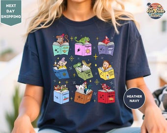 Chemise club de lecture Disney Princess Sidekicks, cadeau pour les amoureux des livres, t-shirt bibliothécaire nains, chemise Disney Princess Reading