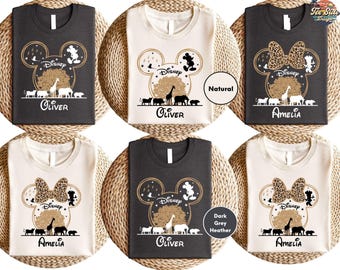 Camiseta personalizada de Mickey y sus amigos de Safari, camiseta de Minnie Mouse, camiseta del Reino Animal, camiseta de Minnie Mouse, camiseta de Safari de Disney