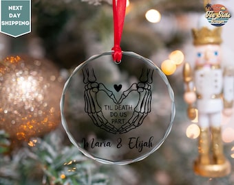 Personalized Christmas Ornament Til Death Do Us Part, Gothic Wedding Newlywed Tree Decoration, Wedding Ornament, Couple Ornament