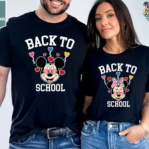 Camiseta de personajes de Disney para el regreso a clases, camiseta de Disney para el primer día de clases, camiseta de Disney Minnie Mickey de bienvenida al colegio