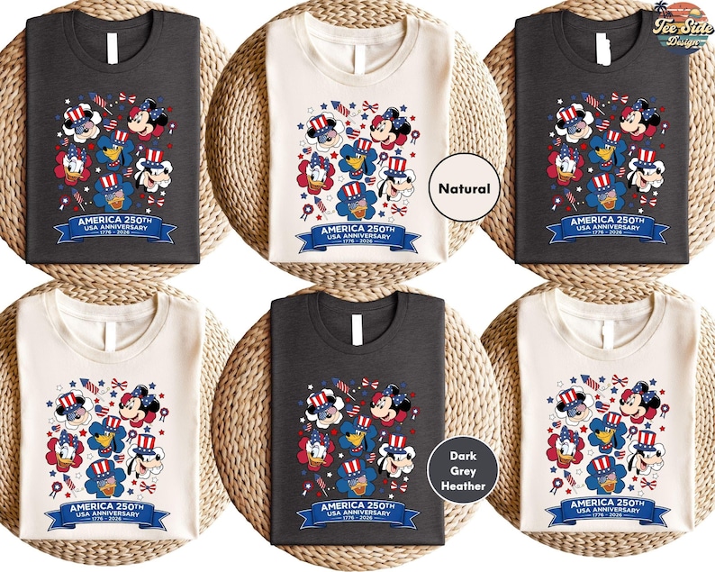 Camiseta de Mickey y sus amigos del 4 de julio de 2026, camiseta del Día de la Independencia de Disney, camiseta familiar de Disneyland, camiseta de Walt Disney World imagen 1