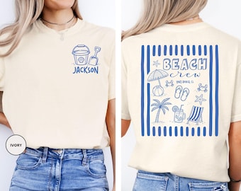 Personalized Beach Crew Shirt, Family Trip Summer Vacation Tee, Beach Crew Tee, Custom Summer Shirt