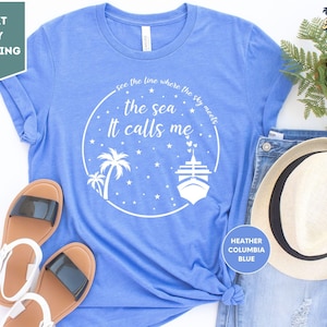 Het T-shirt "The Sea It Calls Me", Disney Cruise Shirt, Disney Family Cruise Shirts, Disney Wish Shirt, Disney Dream Shirt