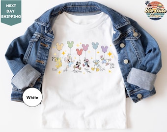 Retro Mickey and Friends Signatures Shirt, Disney Balloon Shirt, Disney Characters Tee, Disney Mouse Head Tee, Mickey and Co Gift