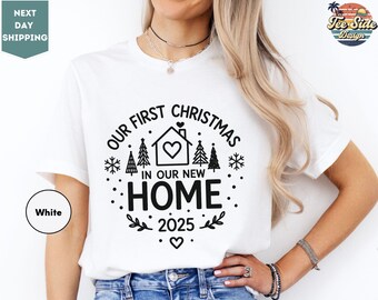 T-shirts « Premier Noël dans notre nouvelle maison », T-shirt de Noël pour la nouvelle maison, T-shirts de Noël pour la famille, T-shirt « Nouvelle maison », T-shirts de fêtes