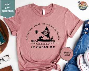 The Sea It Calls Me T-Shirt, Disney Cruise Wish Shirt, Disney Family Cruise Shirts, Moana Manta Ray Tribal Tee