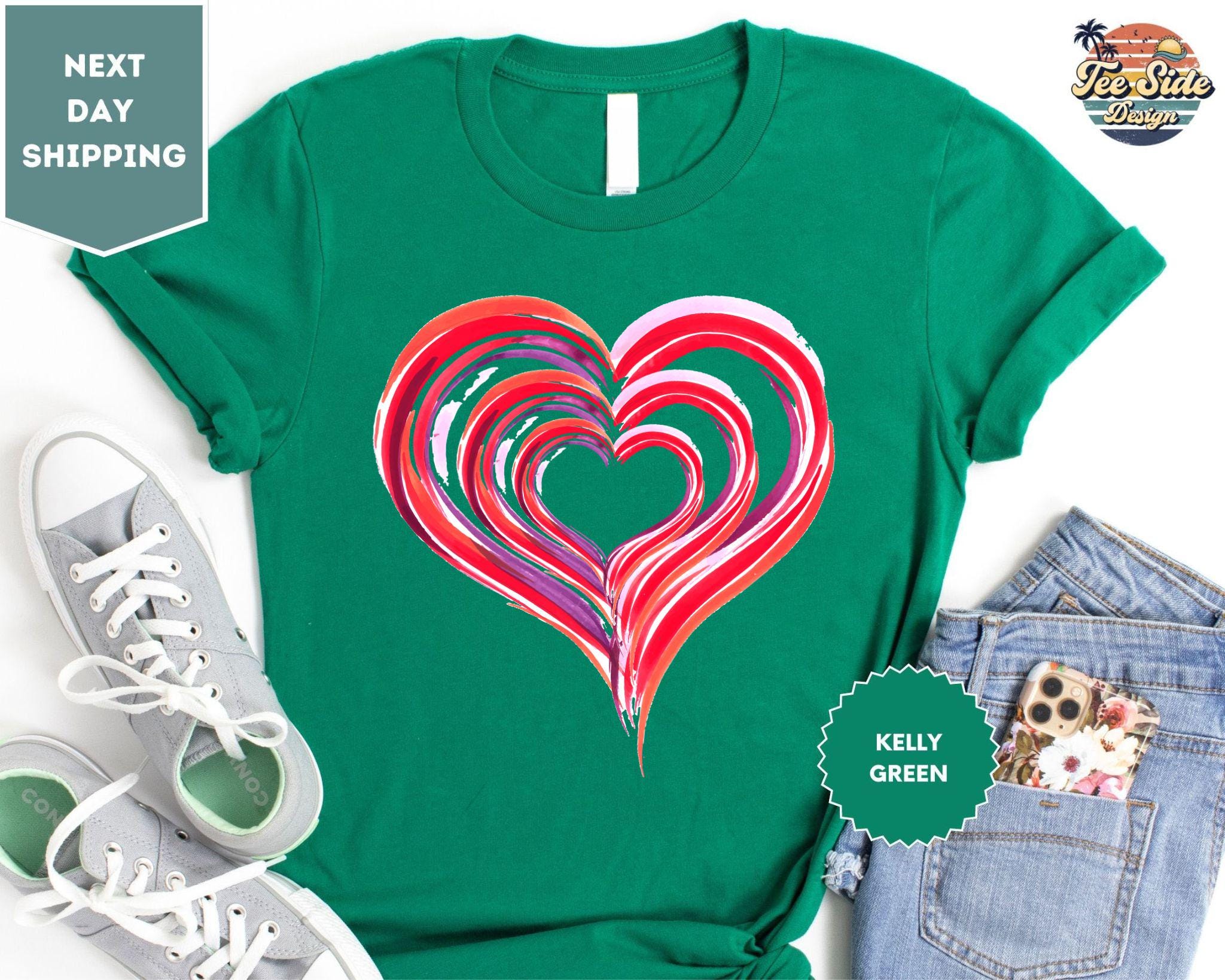 Heart Valentines Day Shirt, Valentine's Day Tshirt, 3D Heart Shirt, Valentines Gift for Her, Love Shirt, Red Heart T-shirt