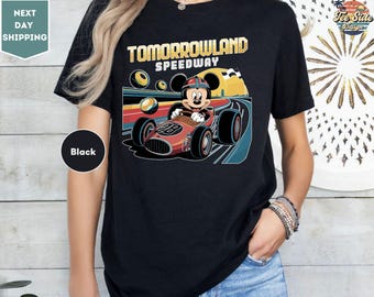 Vintage Tomorrowland Speedway Racing T-shirt, Disney Mickey Mouse and Car Tee, Disneyland Magic Kingdom Vacation 2025 Trip