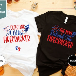 Chemise de grossesse patriotique, T-shirt attendant un petit pétard, L'homme derrière le pétard