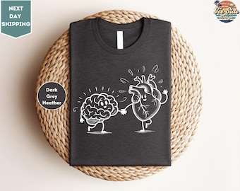 Mental Health Awareness Shirt, Motivational Shirt, Mental Health Matters, Cute Brain Heart Tee, School Psychologist Tee