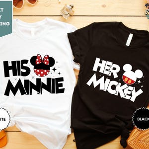 Her Mickey His Minnie Shirt, Disney Family Shirt, Matching Love Couples Shirt, Honeymoon Shirt, Disney Love Shirt