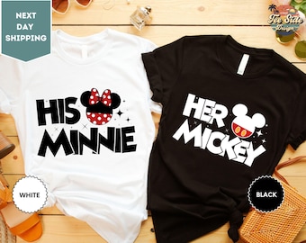 Her Mickey His Minnie Shirt, Disney Family Shirt, Matching Love Couples Shirt, Honeymoon Shirt, Disney Love Shirt