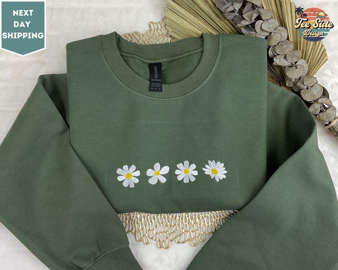 Daisy Miso Floral Print Round Neck Dropped Shoulder Pullover Sweater
