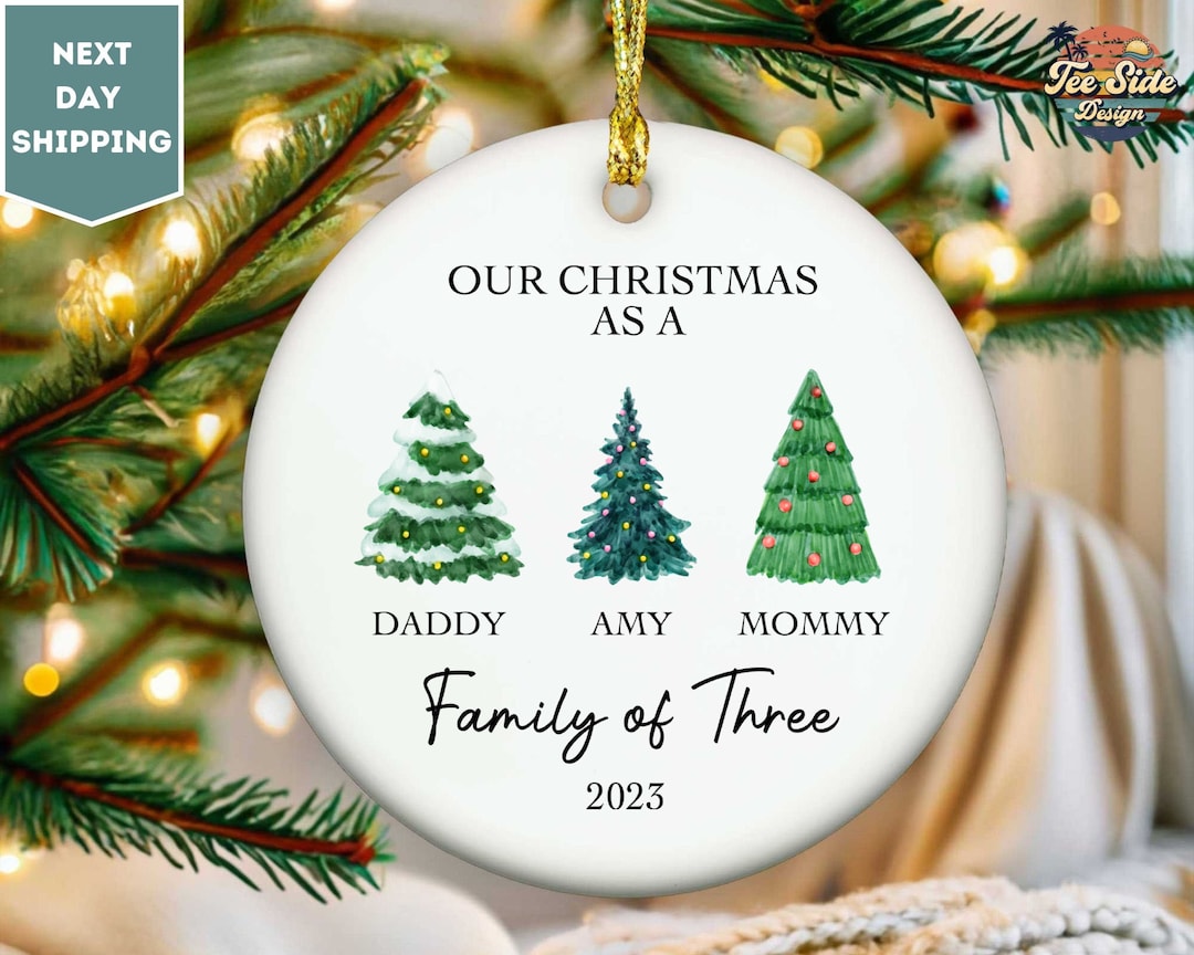 Personalized First Christmas as A Family of Three Ornament, Custom New ...