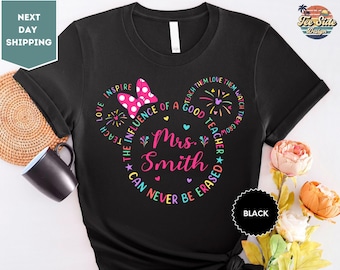 Minnie Head Teach Love Inspire Shirt, Disney Castle Shirt, Kindergarten Educator Shirt, Teacher Shirt, Mickey Teacher Tee