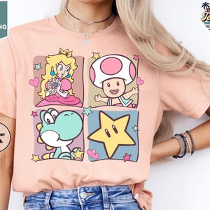 Mario Princess Girls Shirt, Princess Peach Mario Shirt, Princess Peach T-Shirt, Super Mario Shirt, Mario Group Birthday