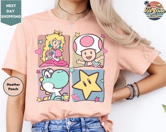 Mario Princess Girls Shirt, Princess Peach Mario Shirt, Princess Peach T-Shirt, Super Mario Shirt, Mario Group Birthday