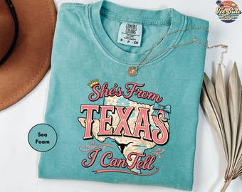 She's From Texas I Can Tell Shirt, Floral Texas Map Tshirt, Coquette Texas Girl Tee, Western Texas Shirt, Southern Girl Gift