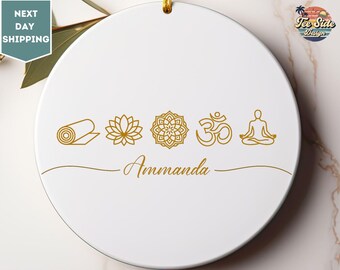 Personalized Yoga Ornament, Yoga Gift for Her, Yoga Teacher Gift, Yoga Lover Gift, Yoga Christmas Ornament, Zen Meditation Ornament