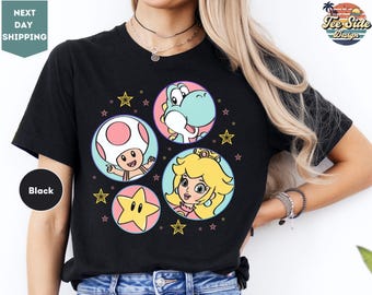 Mario Princess Girls Shirt, Princess Peach Mario Shirt, Princess Peach T-Shirt, Super Mario Shirt, Mario Group Birthday