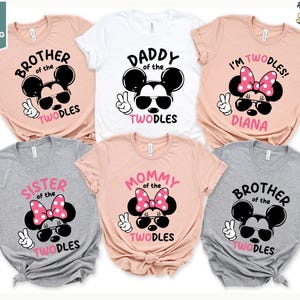 I'm Twodles-verjaardagsshirt, shirt van Mickey Minnie Mouse, shirt 2e verjaardag, aangepast familieverjaardagsshirt, shirt van Twodles
