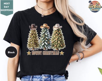 Howdy Christmas Tree Shirt, Christmas Howdy Shirt, Christmas Cowgirl Shirt, Western Girl Shirt, Christmas Women Crewneck