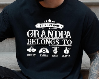 Personalized Grandpa Shirt, Custom Grandkids Name Shirt, This Grandpa Belongs To Grandchild Name Shirt, Gift For Grandpa