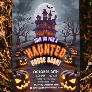 Haunted House Halloween Customizable Party Invitation | Editable Digital Download | Spooky Halloween Bash | Instant Printable Invite