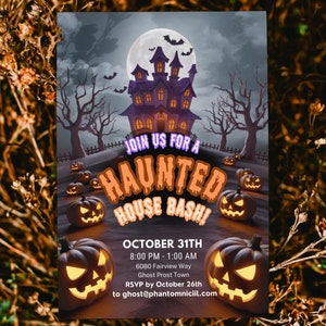 Haunted House Halloween Party Invitation | Editable Digital Download | Spooky Halloween Bash | Instant Printable Invite