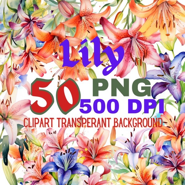 Instant Download Lily Clipart: Ideal for Digital Projects, Craft Inspiration, Invitations Decor| High-Quality, Vibrant Floral Graphics!
