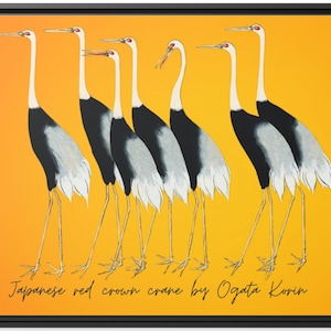 Ogata Korin Japanese Red-Crowned Cranes Digital Print - Japandi Style Wall Art