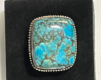 Lots of chocolate spiderweb Vintage turquoise size 8 ring.