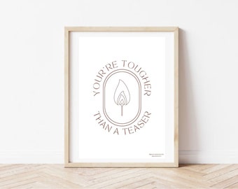 Pilates Studio Poster - You're Tougher Than A Teaser - Brown and White - Pilates Room Decor