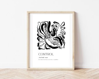 Pilates Studio Poster - "Kontrolle Zitat" Joseph Pilates - Mono - Pilates Raumdekor