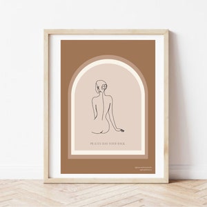 Pilates Studio Poster - Pilates Has Your Back - Brown and Pink - Pilates Room Decor