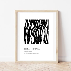 Pilates Studio Poster - &quot;Breathing Quote&quot; Joseph Pilates - Mono - Pilates Room Decor
