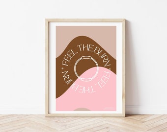 Pilates Studio Poster - FEEL THE BURN Retro Neapolitanisches Poster - Pilates Room Decor