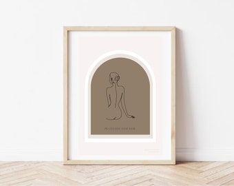 Pilates Studio Poster - Pilates hat den Rücken - Beige Neutrals - Pilates Raumdekor