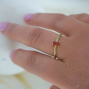 18K Gold Plated Open Ring, Simple Style Inlay Zircon Ring , Women’s Adjustable Ring, Gift For Her