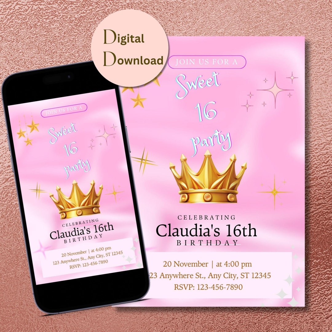 Sweet 16 Birthday Invitation Sweet 16 Party Editable Etsy