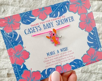 Recuerdos para baby shower o cumpleaños de invitados con puntada de ángel, pulsera de deseos con forma de ángel de Stitch