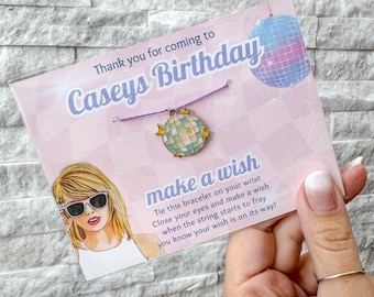 Lembrancinha de aniversário da Taylor Swifty: Pulseira dos Desejos da Taylor, lembrancinha de aniversário da era "Sleepover"