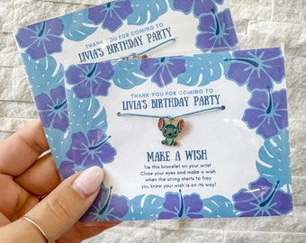 Pulsera de deseos de Stitch para baby shower, regalos para invitados de Lilo y Stitch, pulsera de deseos para baby shower