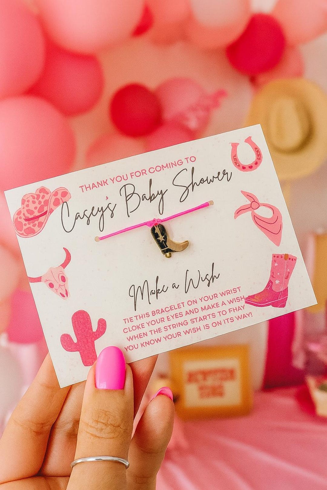 Pink Cowgirl Baby Shower or Birthday Wish Bracelet Guest Favors - Etsy