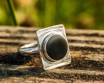 Anello in argento sterling con agata vintage