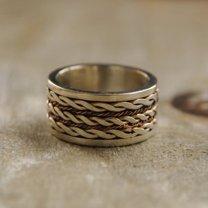 Sterling Silver Copper Twisted Braid Ring